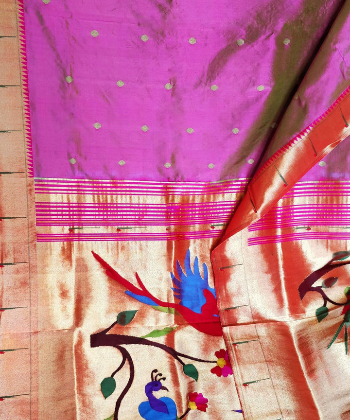Two tone mauve single muniya rich pallu silk paithani