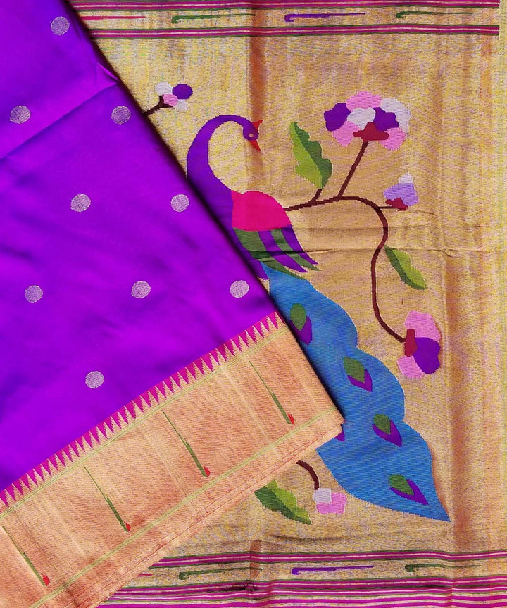 Purple single muniya rich pallu silk paithani