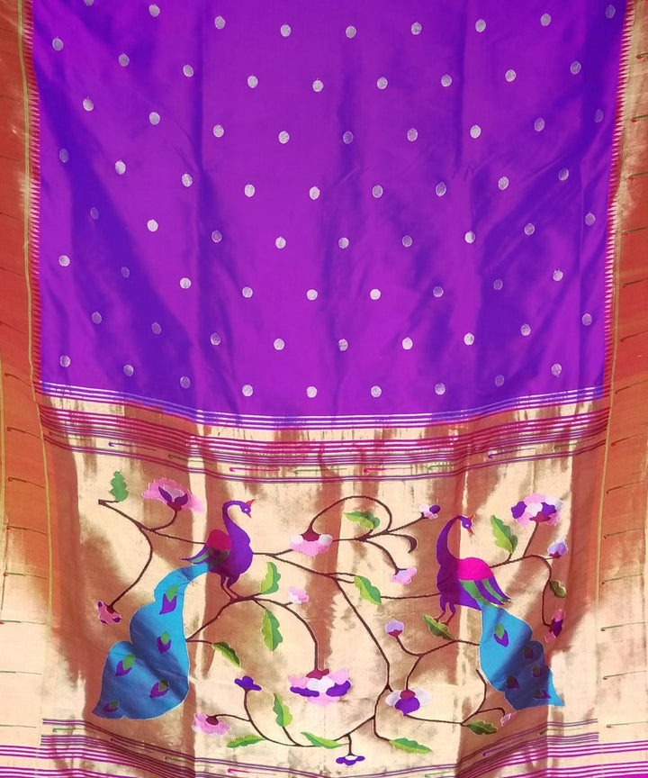 Purple single muniya rich pallu silk paithani