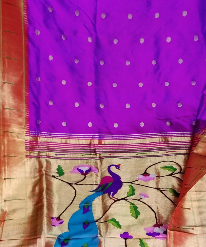 Purple single muniya rich pallu silk paithani