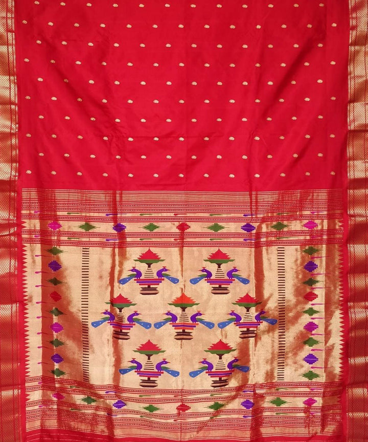 Red handloom silk paithani saree