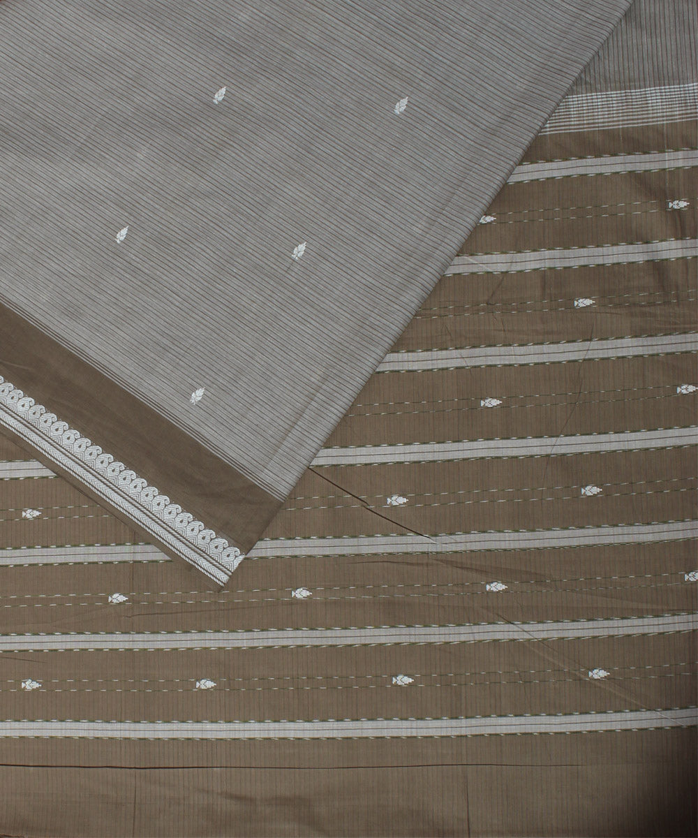 Beige brown cotton handloom polavaram saree