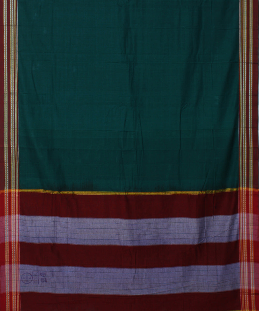 Cyan green red handwoven cotton gayatri border ilkal saree
