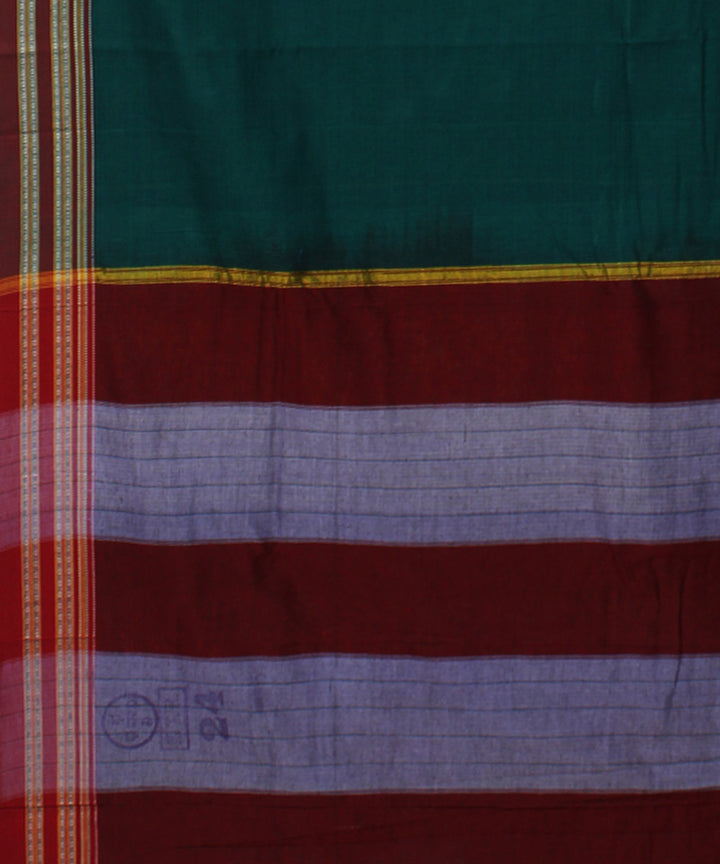 Cyan green red handwoven cotton gayatri border ilkal saree