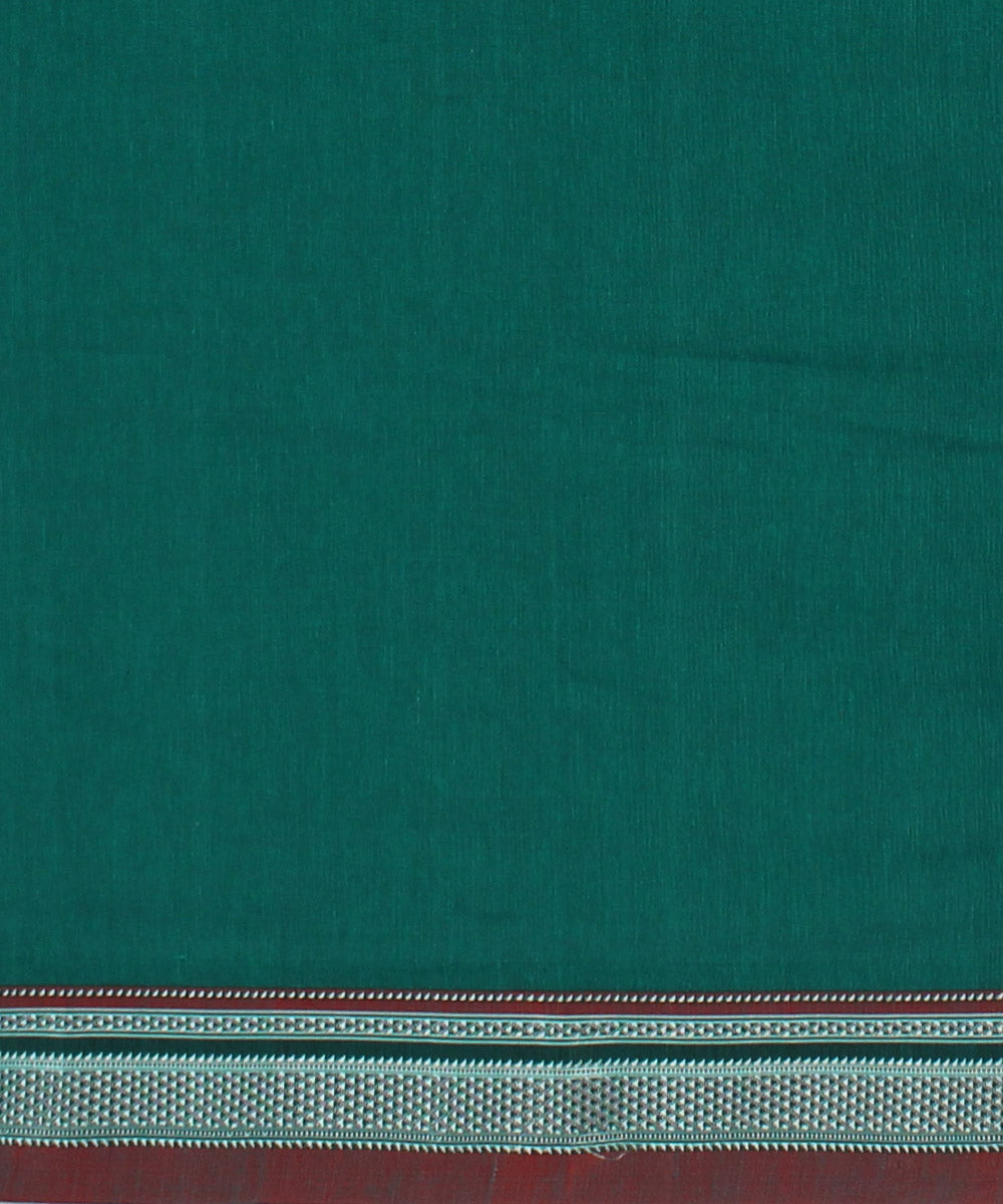 Cyan green red handloom cotton art silk chikki paras ilkal saree