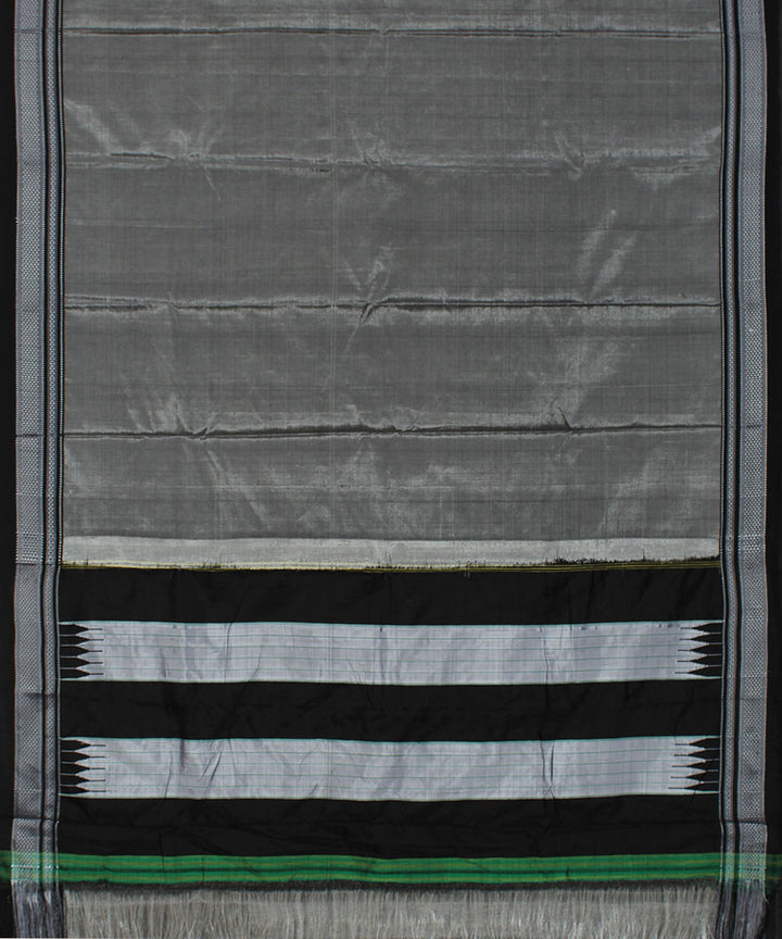 Grey black art silk handwoven chikki paras ilkal saree