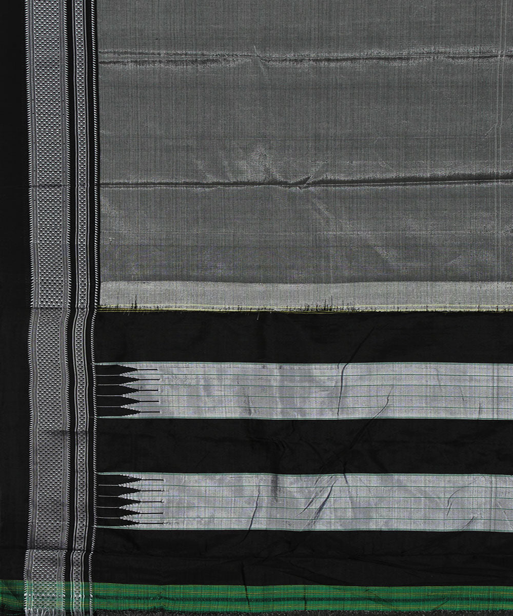 Grey black art silk handwoven chikki paras ilkal saree