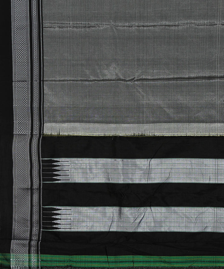 Grey black art silk handwoven chikki paras ilkal saree