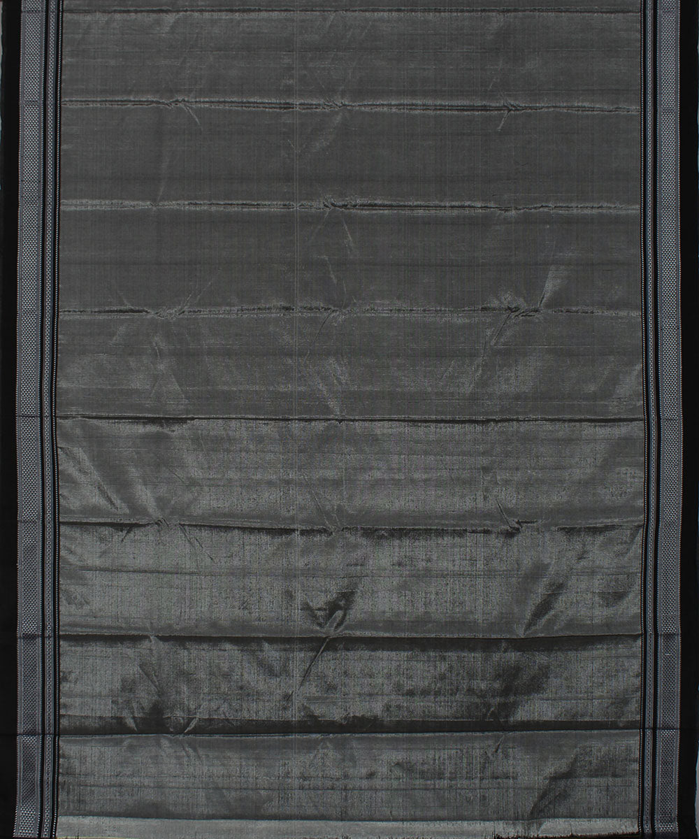 Grey black art silk handwoven chikki paras ilkal saree