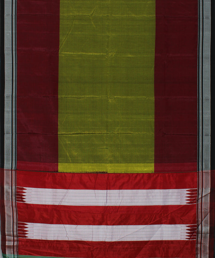 Olive green maroon art silk handwoven chikki paras ilkal saree