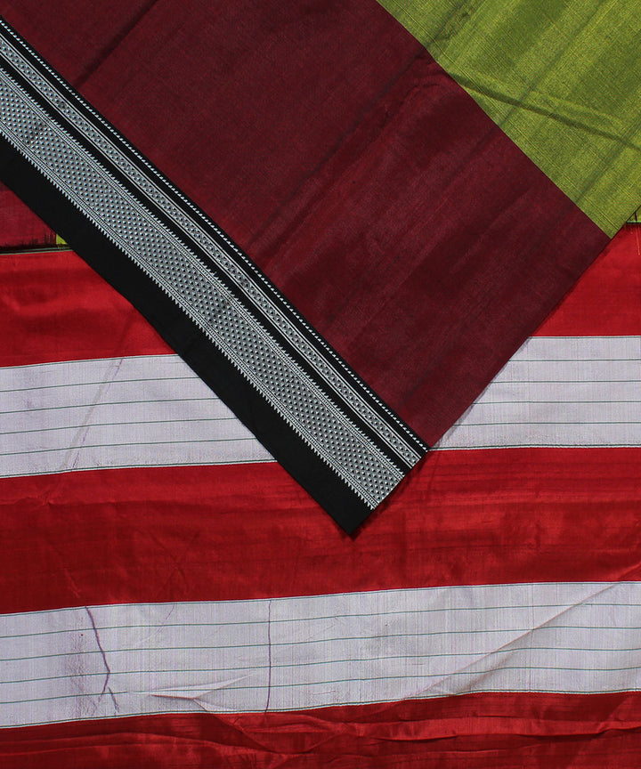 Olive green maroon art silk handwoven chikki paras ilkal saree