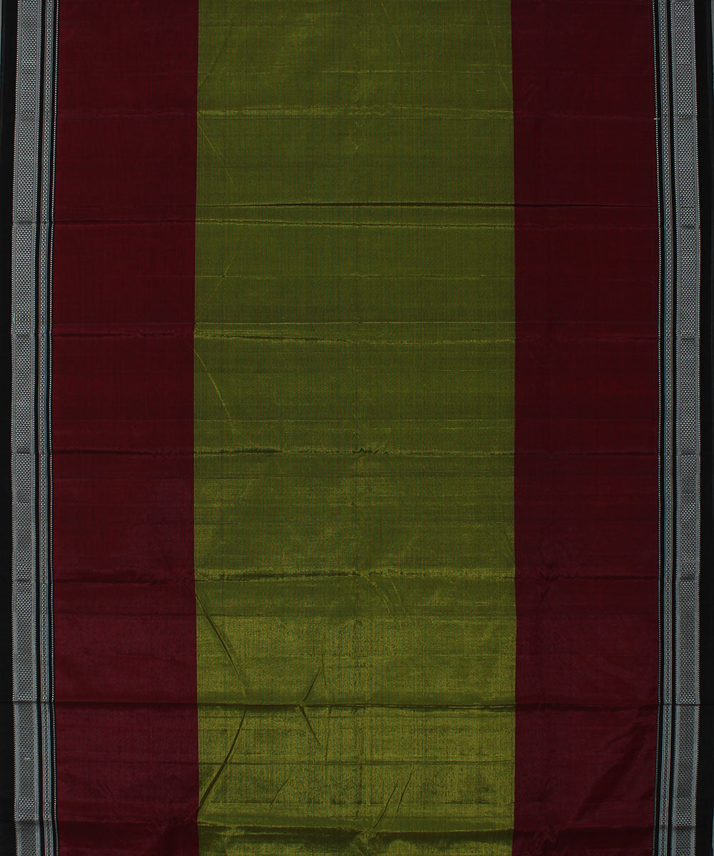 Olive green maroon art silk handwoven chikki paras ilkal saree
