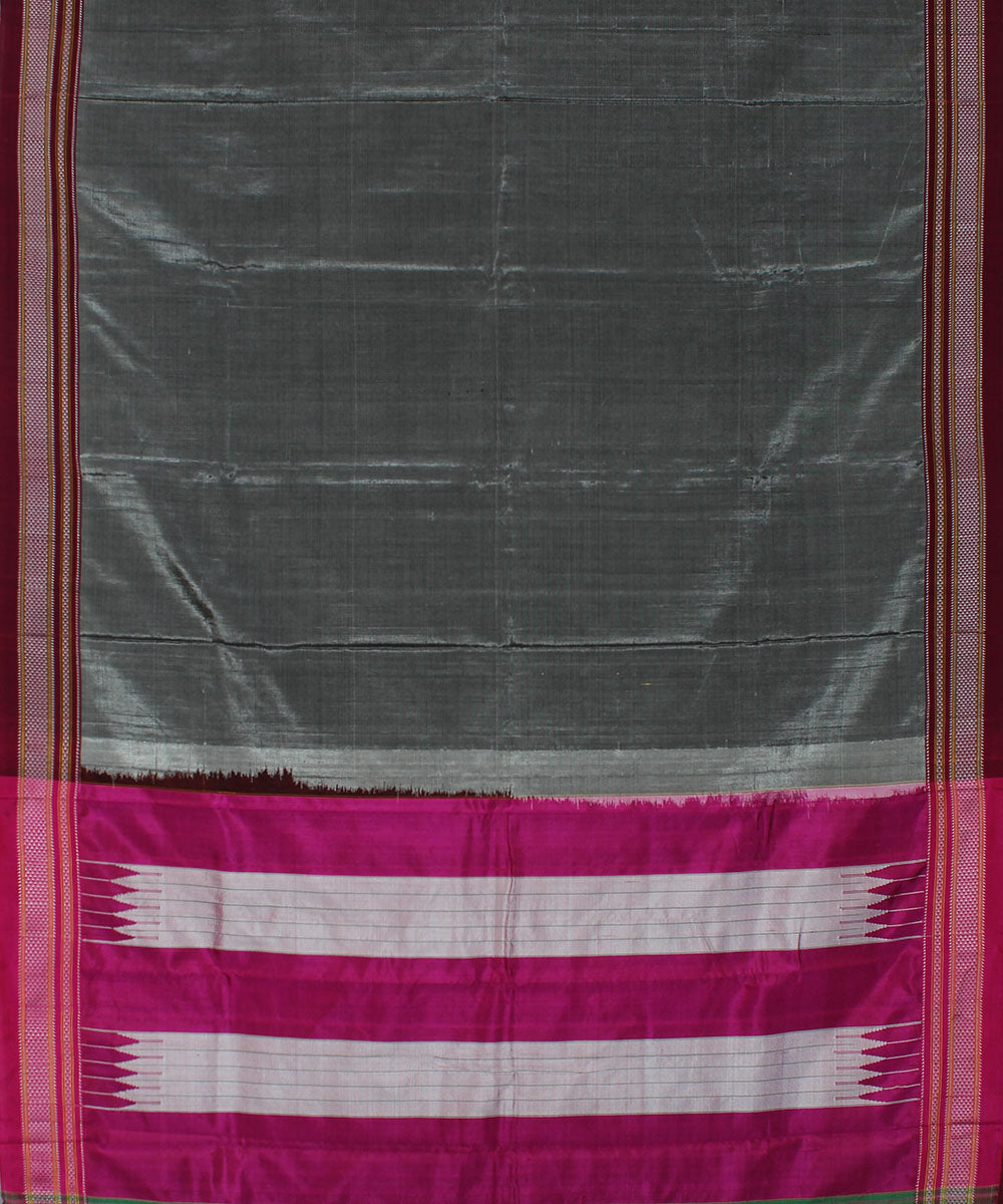 Grey pink art silk handwoven chikki paras ilkal saree