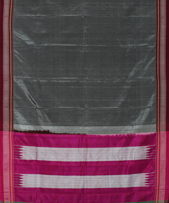 Grey pink art silk handwoven chikki paras ilkal saree