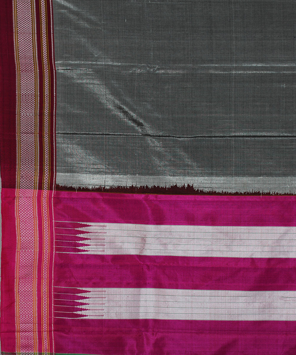Grey pink art silk handwoven chikki paras ilkal saree