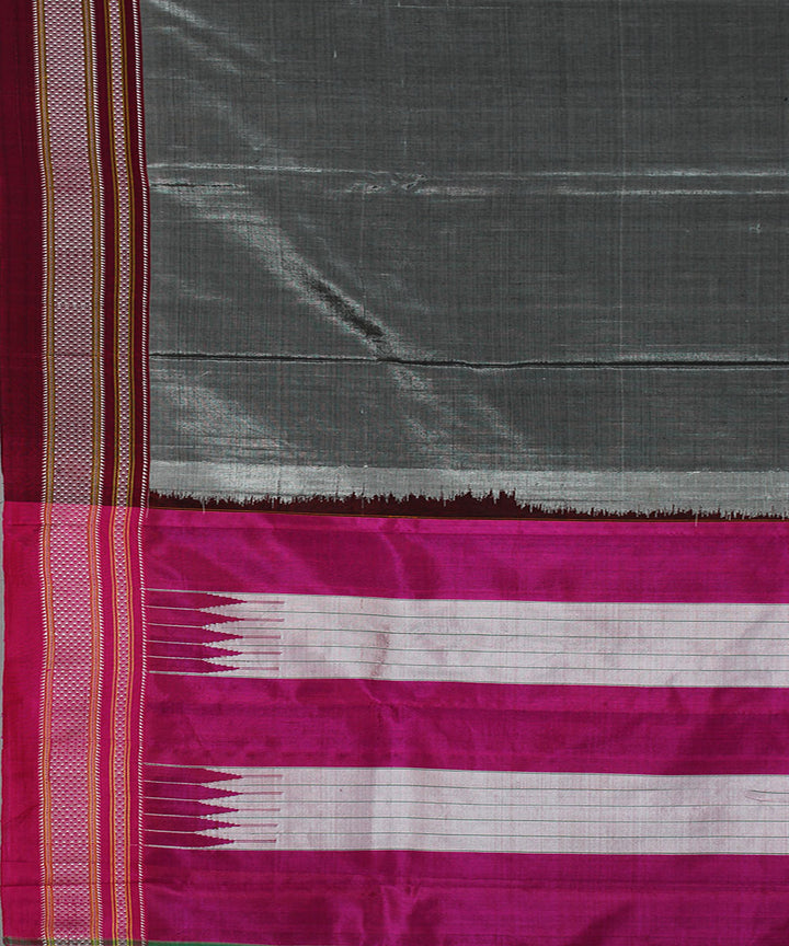 Grey pink art silk handwoven chikki paras ilkal saree
