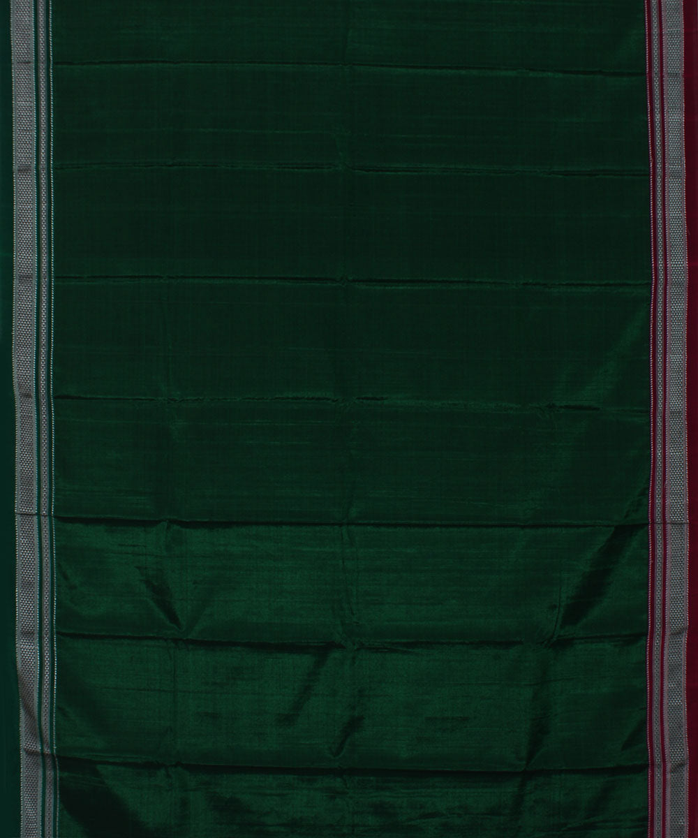 Dark green pink art silk handwoven chikki paras ilkal saree