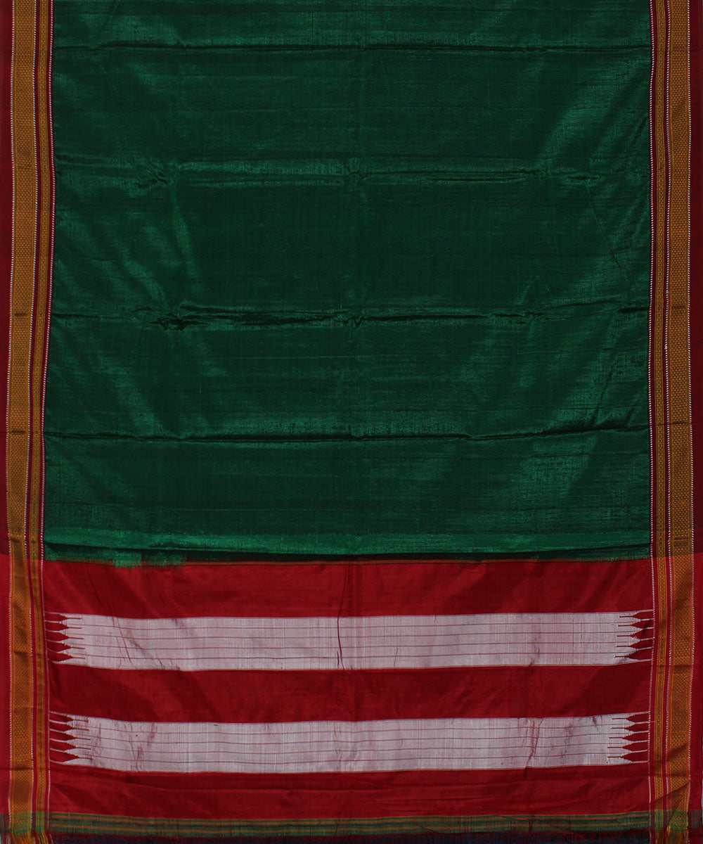 Dark green maroon art silk handwoven chikki paras ilkal saree