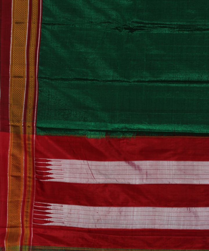 Dark green maroon art silk handwoven chikki paras ilkal saree