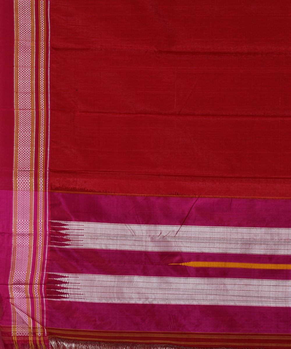 Pink peach art silk handwoven chikki paras ilkal saree
