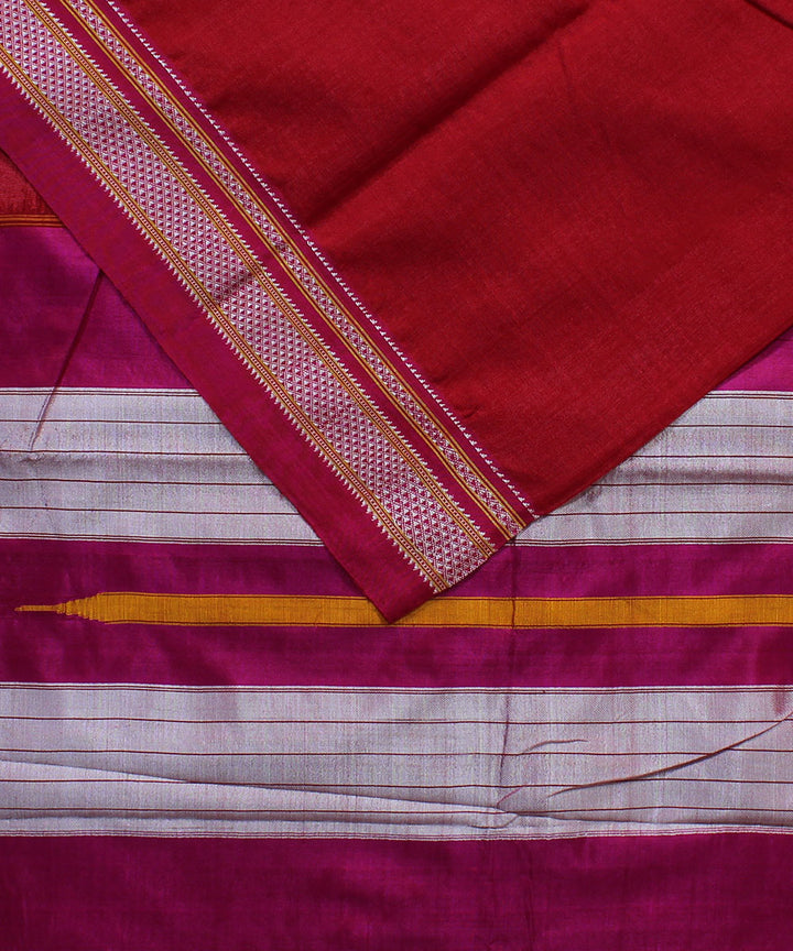 Pink peach art silk handwoven chikki paras ilkal saree