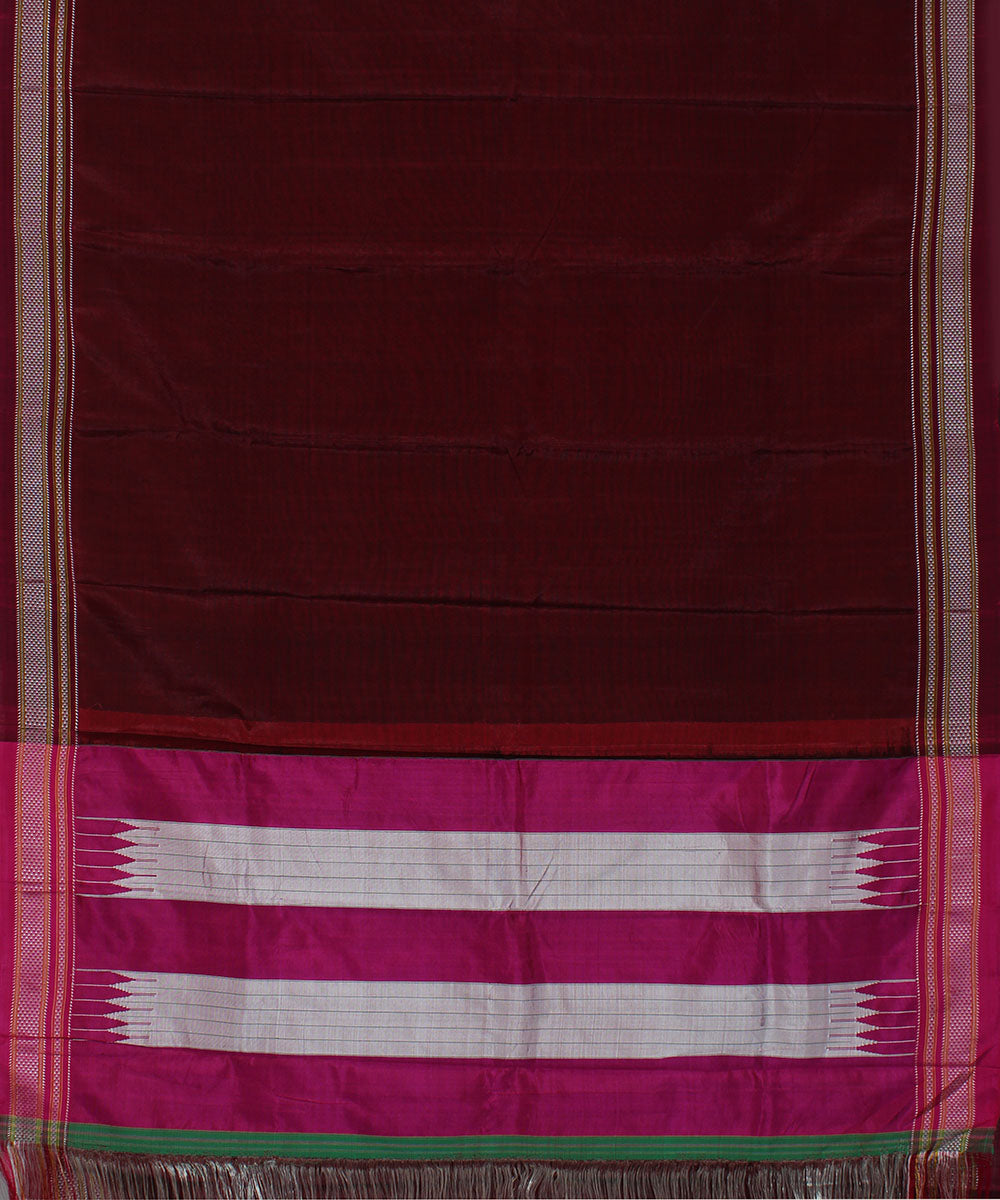 Maroon pink art silk handwoven chikki paras ilkal saree