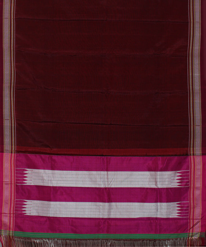 Maroon pink art silk handwoven chikki paras ilkal saree