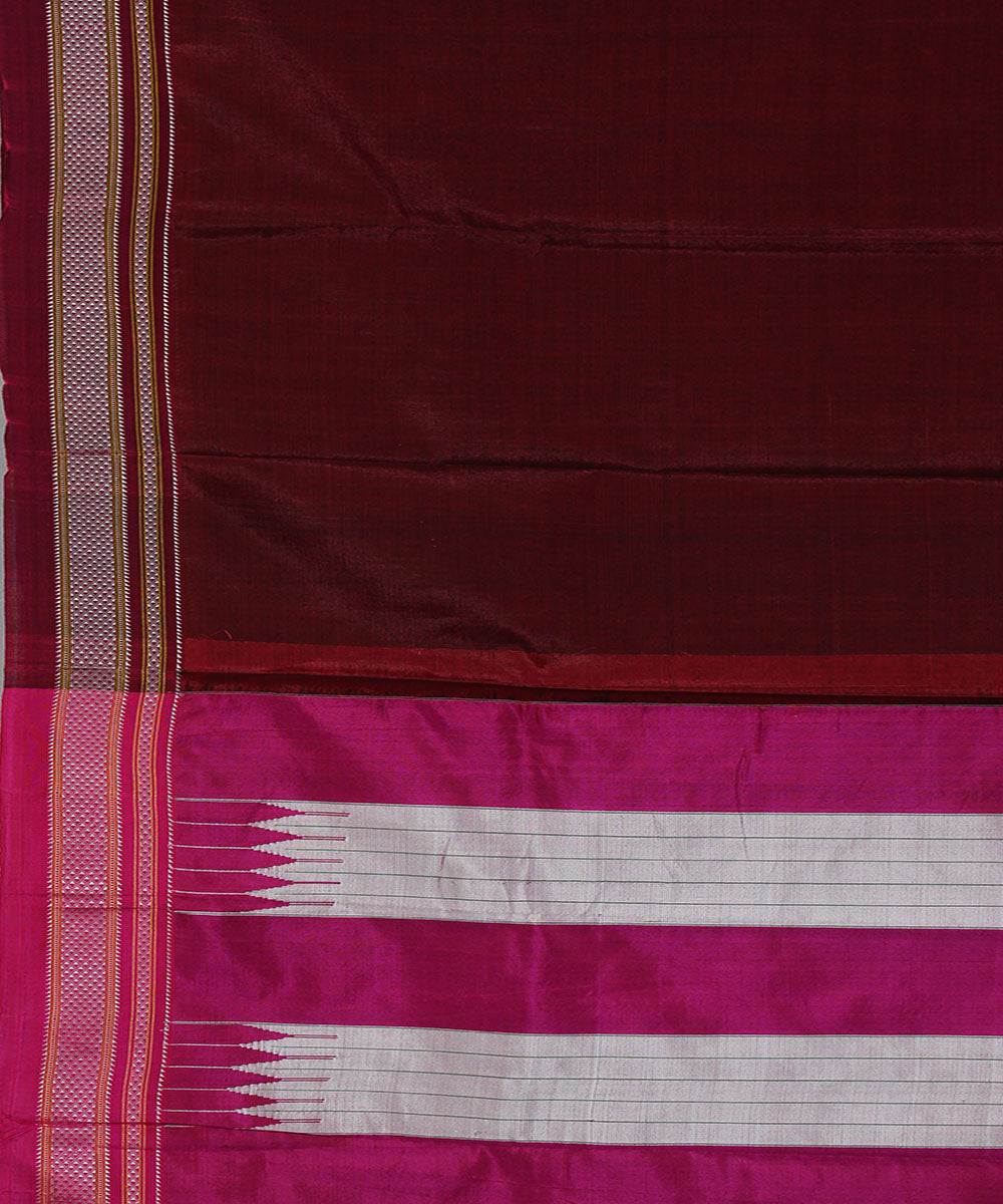 Maroon pink art silk handwoven chikki paras ilkal saree