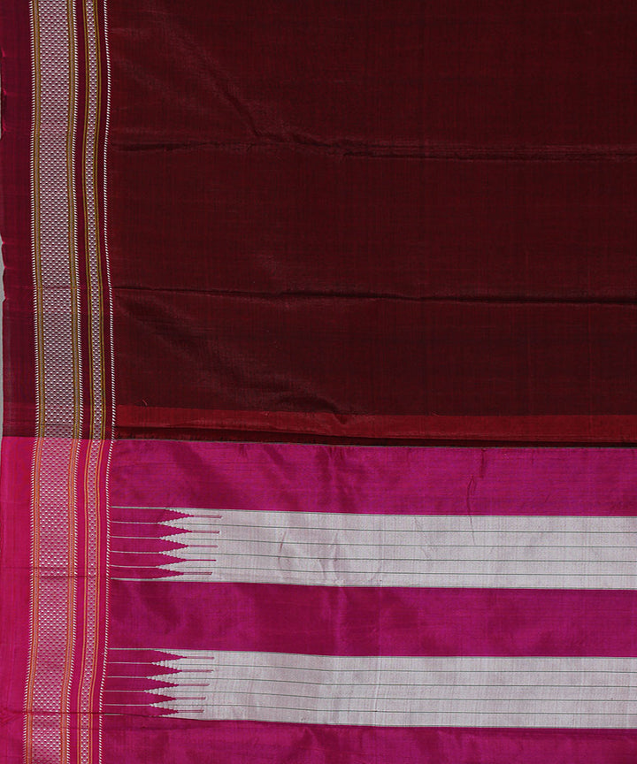 Maroon pink art silk handwoven chikki paras ilkal saree
