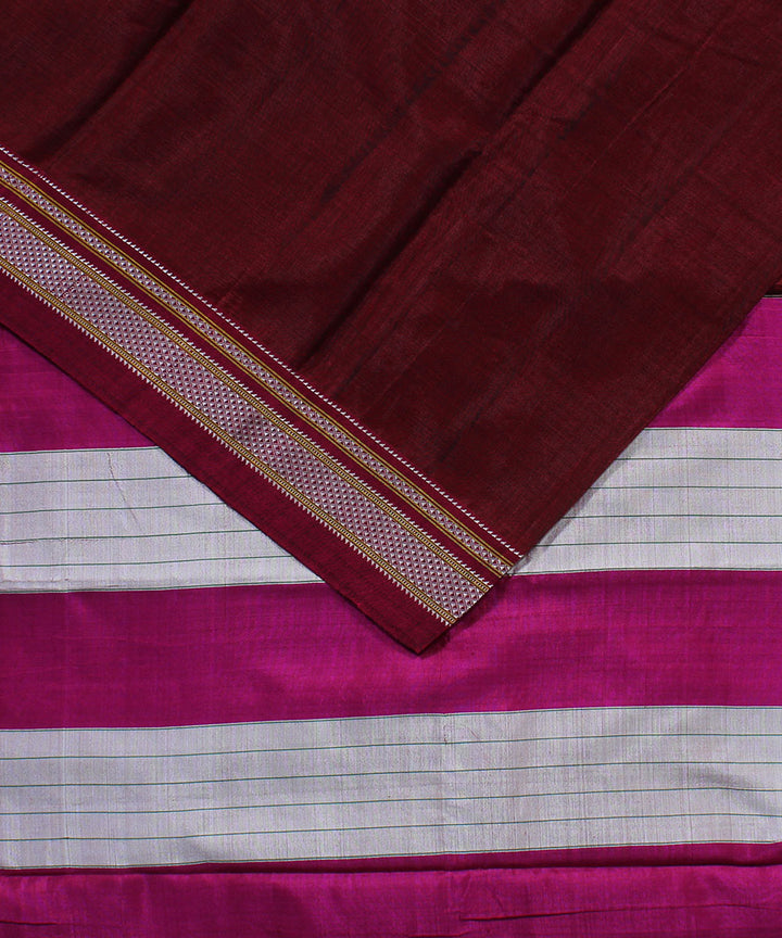 Maroon pink art silk handwoven chikki paras ilkal saree