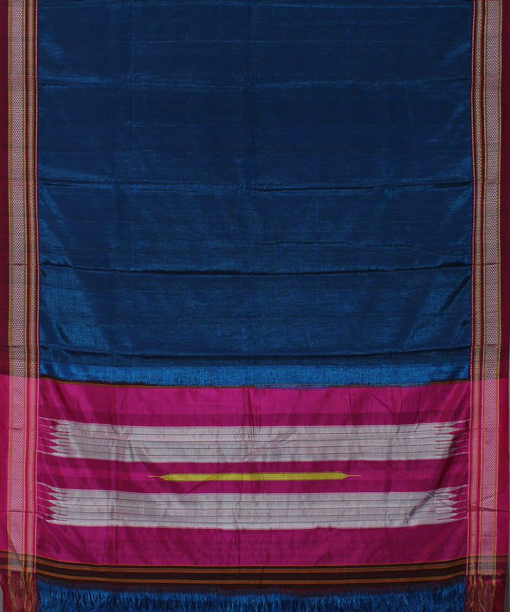 Peacock blue pink art silk handwoven chikki paras ilkal saree