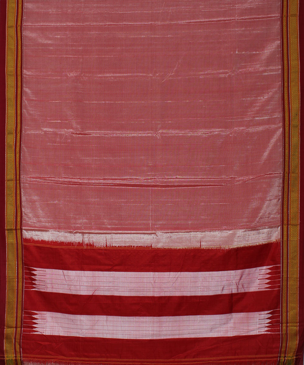 Peach red art silk handwoven chikki paras ilkal saree
