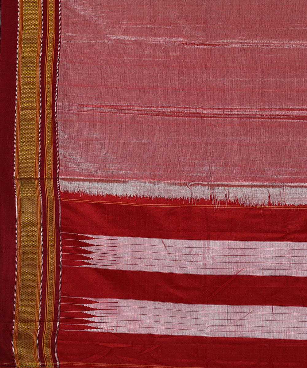 Peach red art silk handwoven chikki paras ilkal saree
