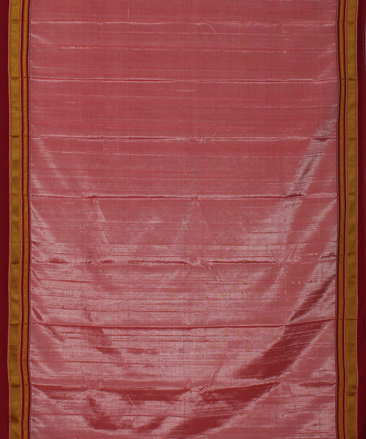 Peach red art silk handwoven chikki paras ilkal saree