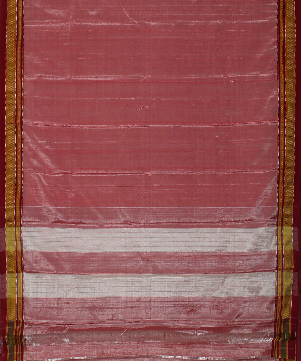 Peach red art silk handwoven chikki paras ilkal saree
