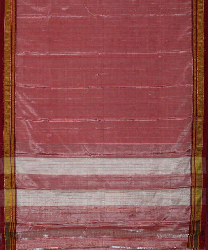 Peach red art silk handwoven chikki paras ilkal saree