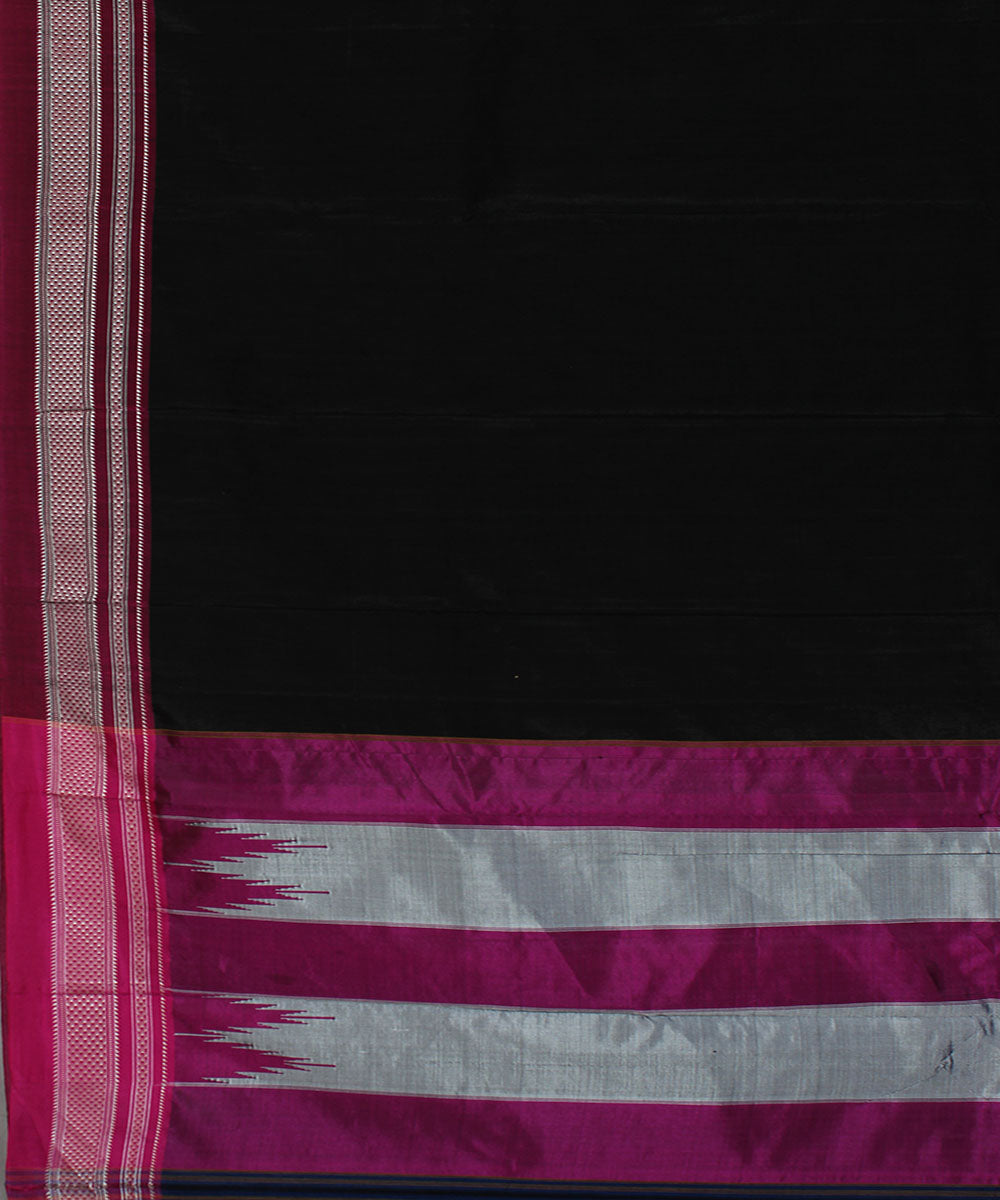 Black pink art silk handwoven chikki paras ilkal saree