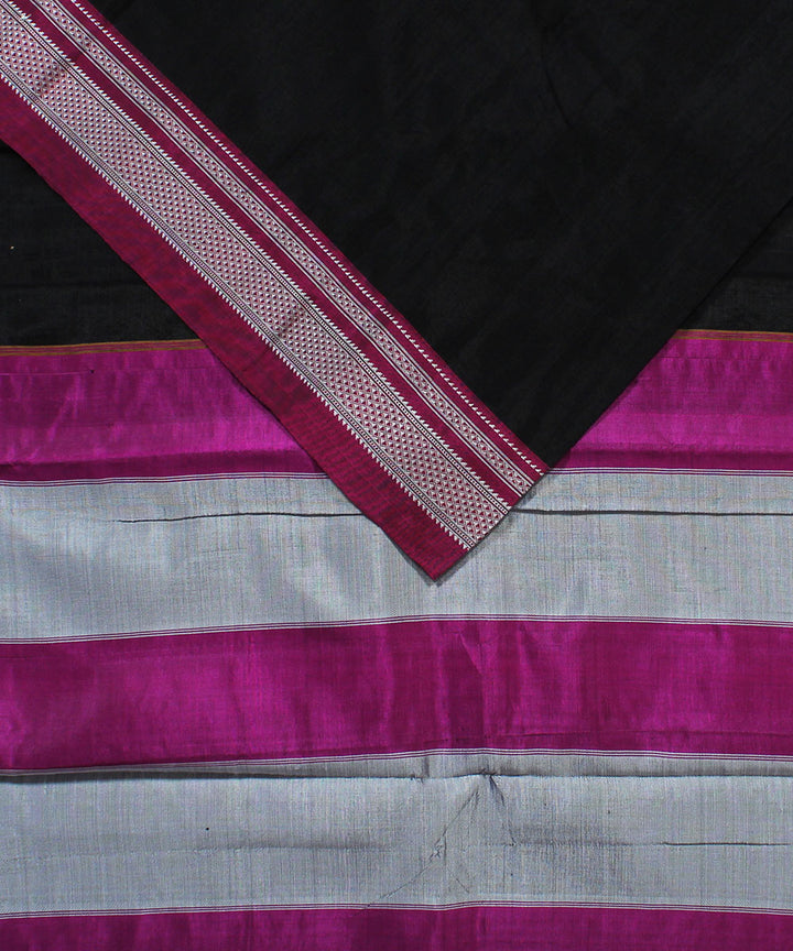 Black pink art silk handwoven chikki paras ilkal saree