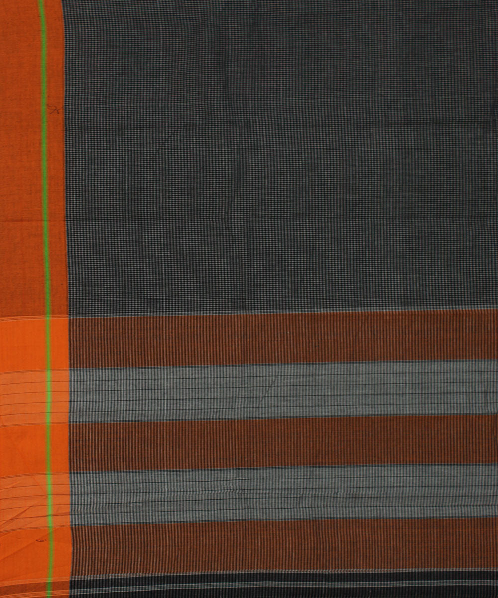 Black white checks cotton handwoven hubli saree