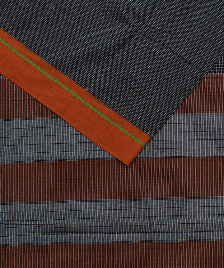 Black white checks cotton handwoven hubli saree