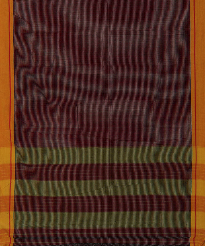 Maroon white with grey checks cotton handwoven hubli saree