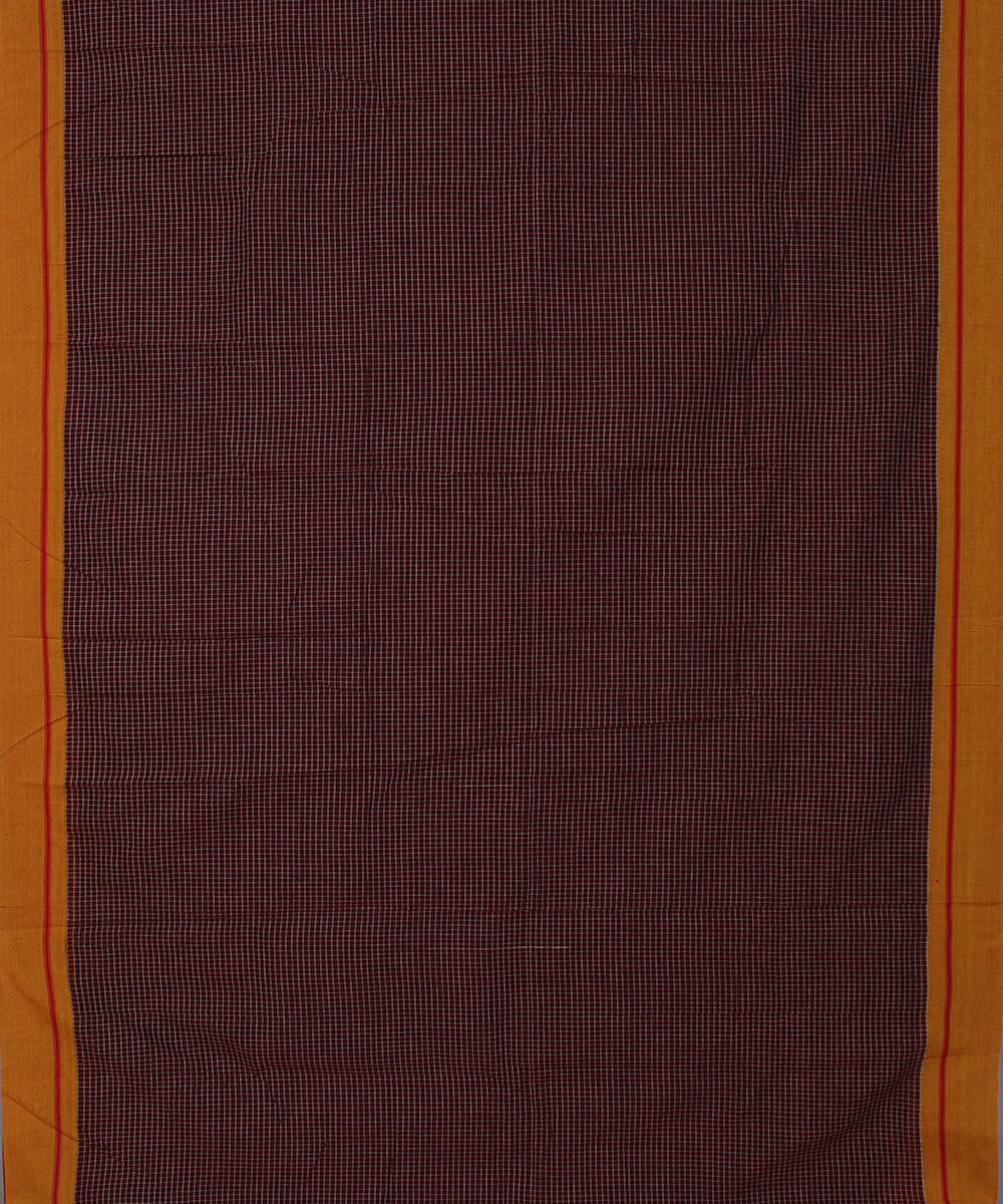 Maroon white with grey checks cotton handwoven hubli saree