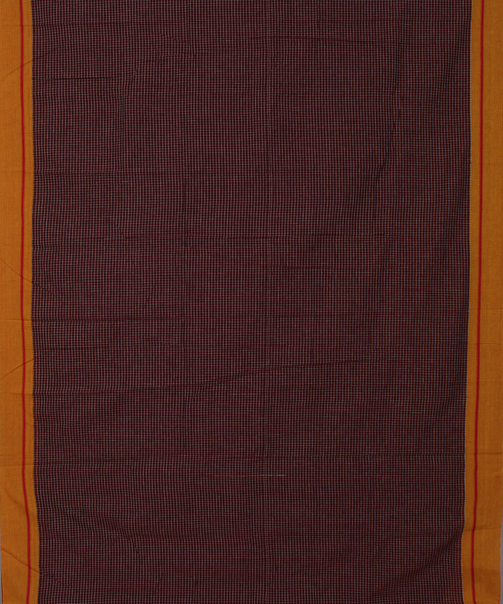 Maroon white with grey checks cotton handwoven hubli saree