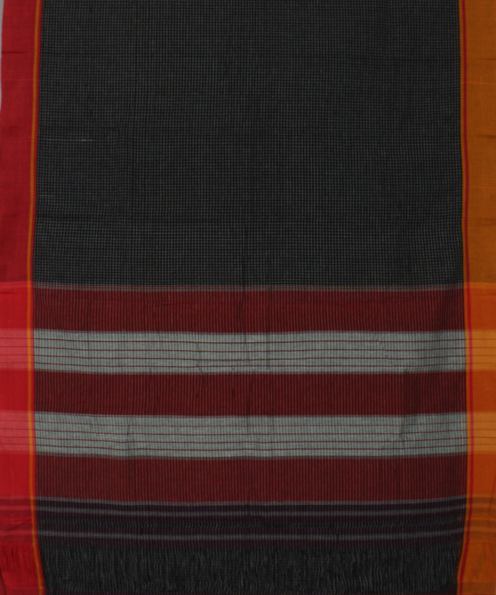 Black and white checks cotton handwoven hubli saree