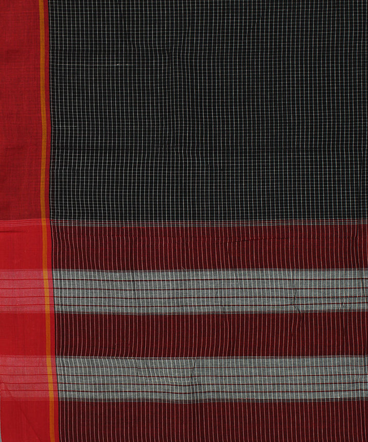 Black and white checks cotton handwoven hubli saree