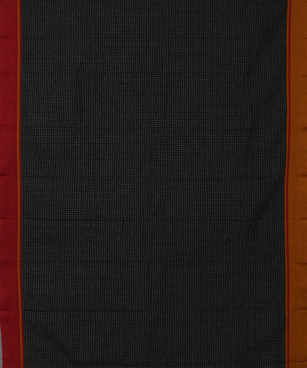 Black and white checks cotton handwoven hubli saree