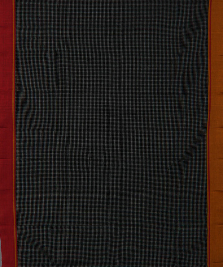 Black and white checks cotton handwoven hubli saree