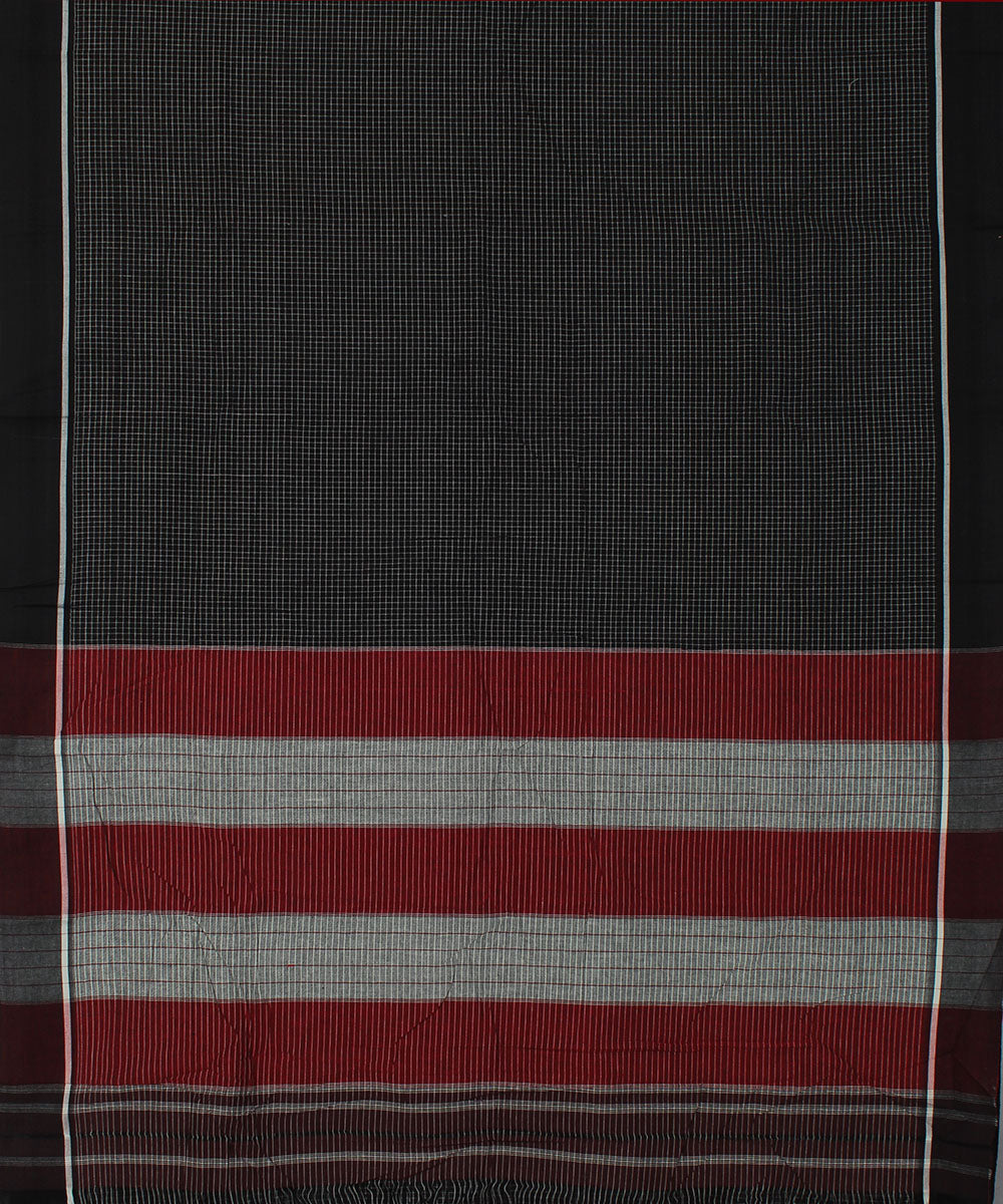 Black white checks cotton handwoven hubli saree