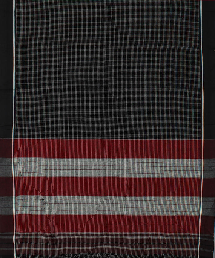 Black white checks cotton handwoven hubli saree