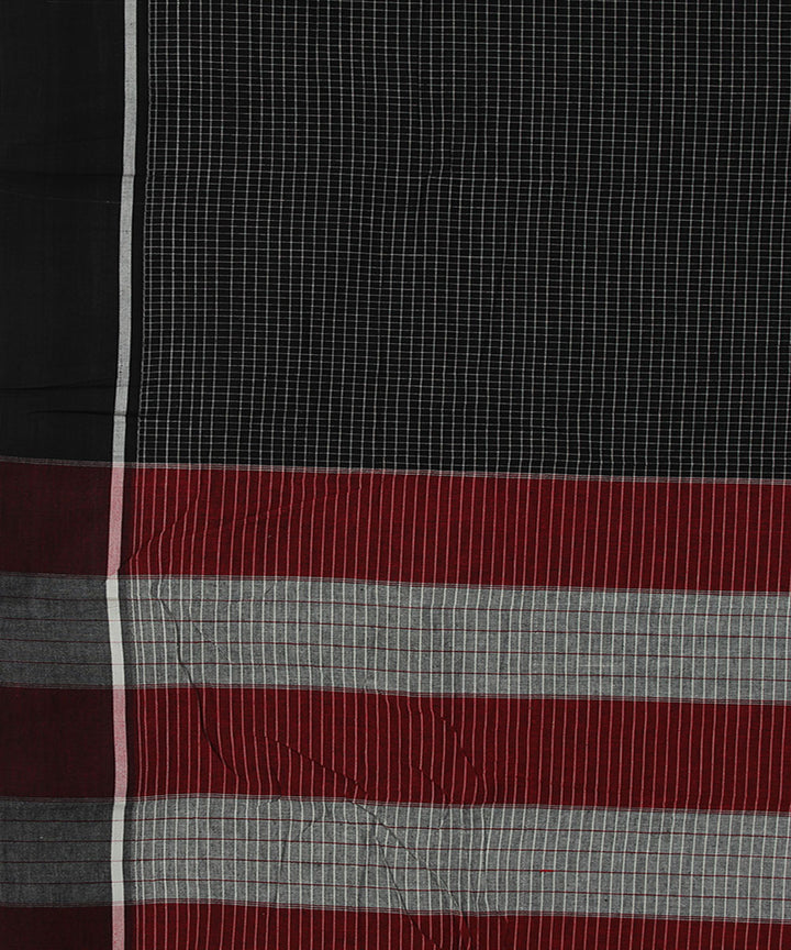 Black white checks cotton handwoven hubli saree